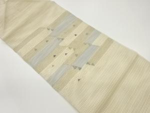 絽金通し横段に幾何学模様刺繍名古屋帯